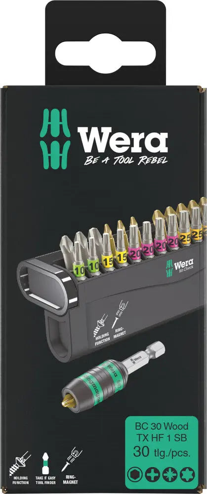 WERA Bit-Check 30 Wood TX HF 1 SB, 30 pieces - 05057437001 Wera