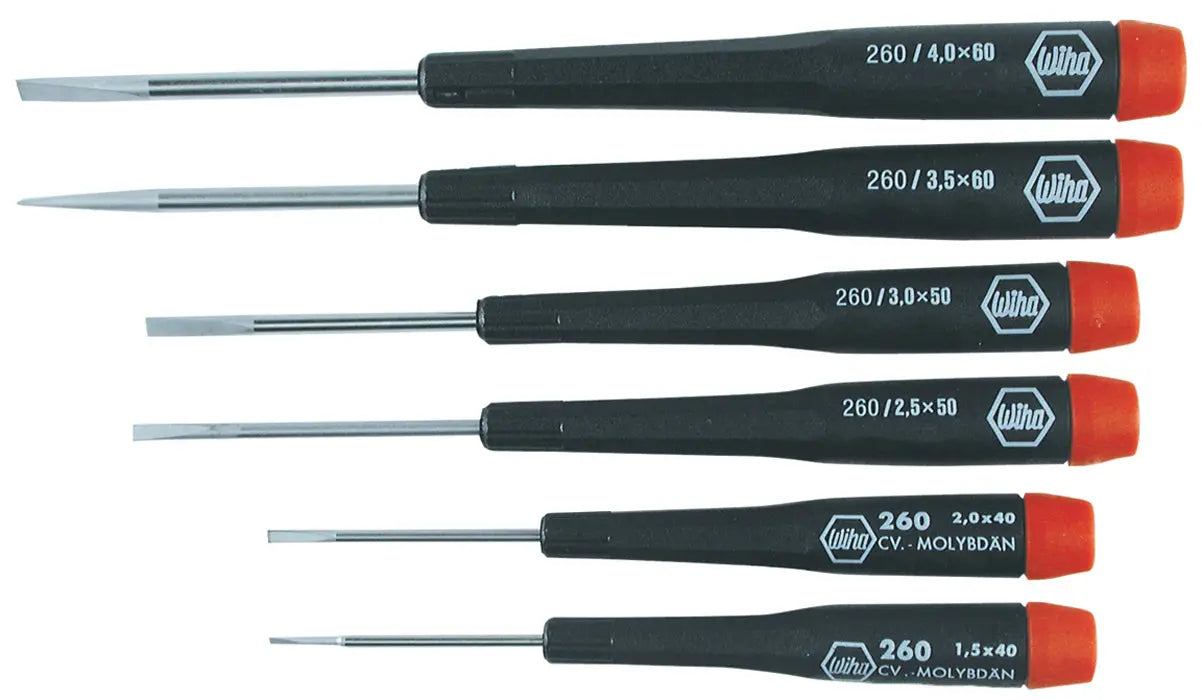 Wiha 26090, Precision Slotted 6 Pc. Screwdriver Set Wiha