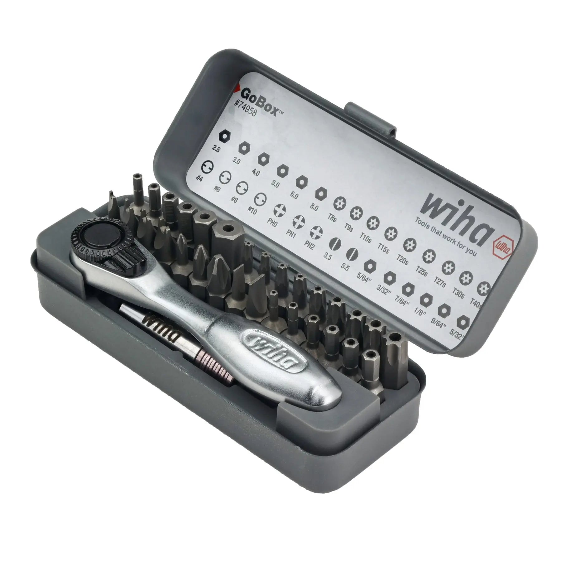 Wiha Set of 32 GoBox Security Bit with Mini Ratchet - WI 74958 Wiha