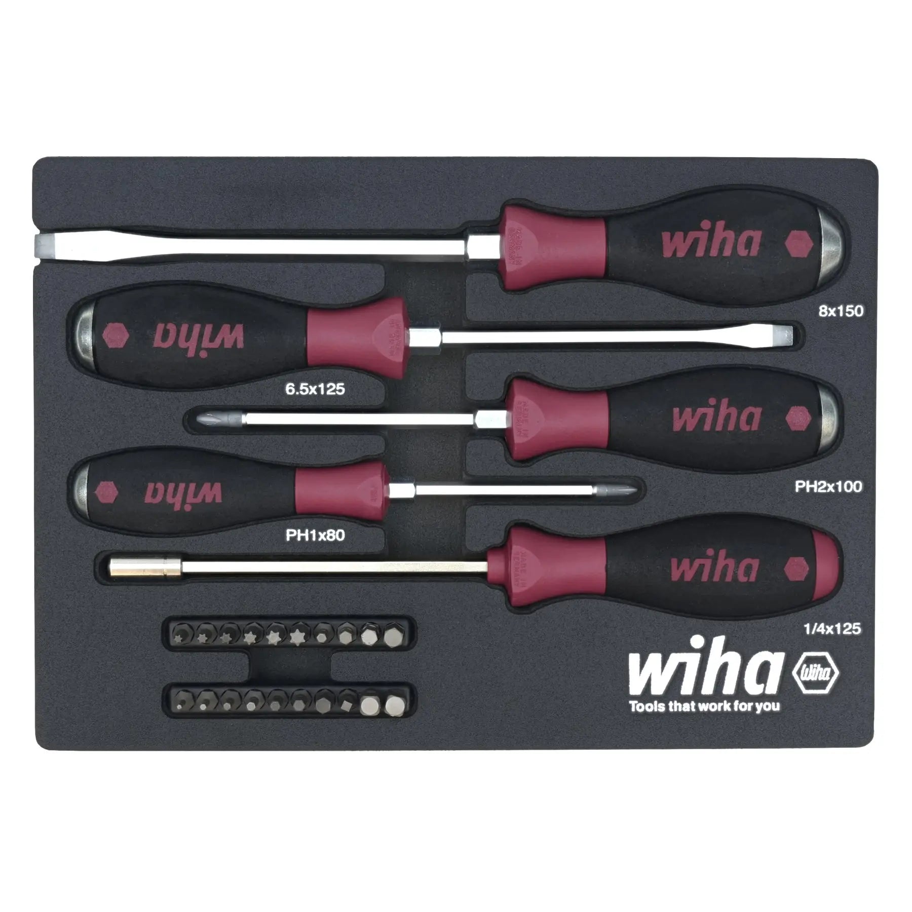 Wiha Set of 25 MicroFinish Screwdrivers with Tray - WI 52690 Wiha