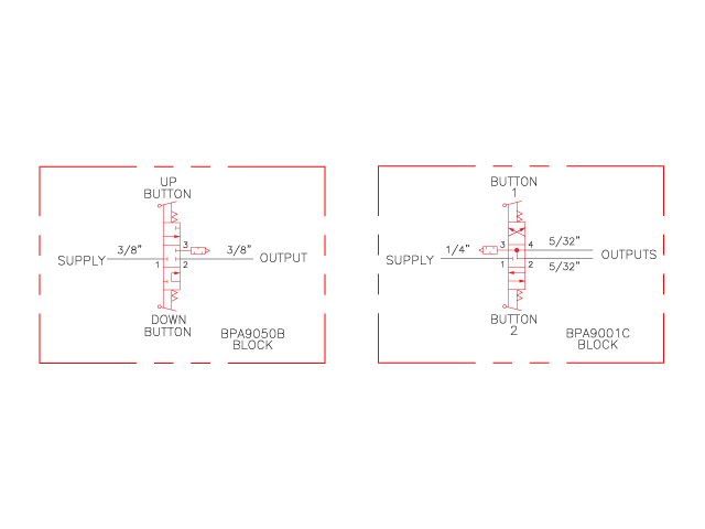 Knight Global Pneumatic Control Handle, (4) Thumb Levers, (1) 2-Button - KG BPA9130