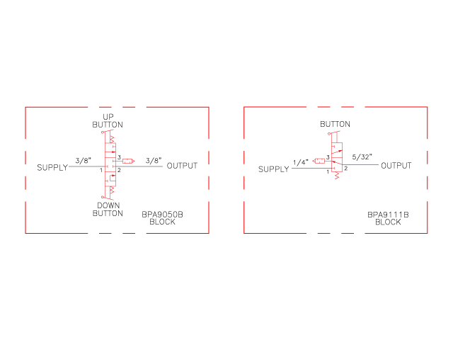 Knight Global Pneumatic Control Handle, (3) Thumb Levers, (1) 1-Button, 3-Way Valves - KG BPA9430 Knight Global