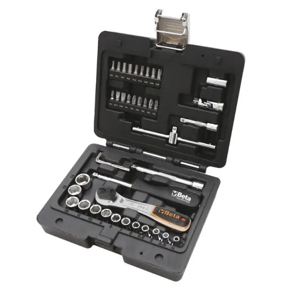 Beta Tools (Article# BW 903E/C42) Set of 13 Hexagon Sockets, 18 Bits, 4 Offset Hexagon Key Wrenches and 7 Accessories Assortment Tools with Plastic Case - BT 009036142 