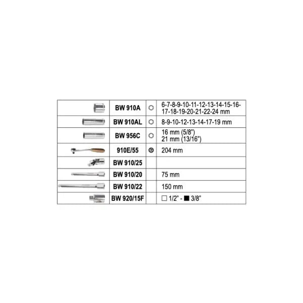 Beta Tools (Article# BW 913E/C33) Set of 28 Hexagon Sockets and 5 Accessories Assortment Tools with Plastic Case - BT 009136133 
