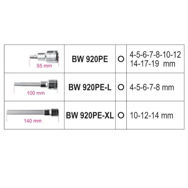 Beta Tools (Article# BW 923E-PE/C18) Set of 18 Sockets Drivers Assortment Tools for Hexagon Screws with Plastic Case - BT 009236028 