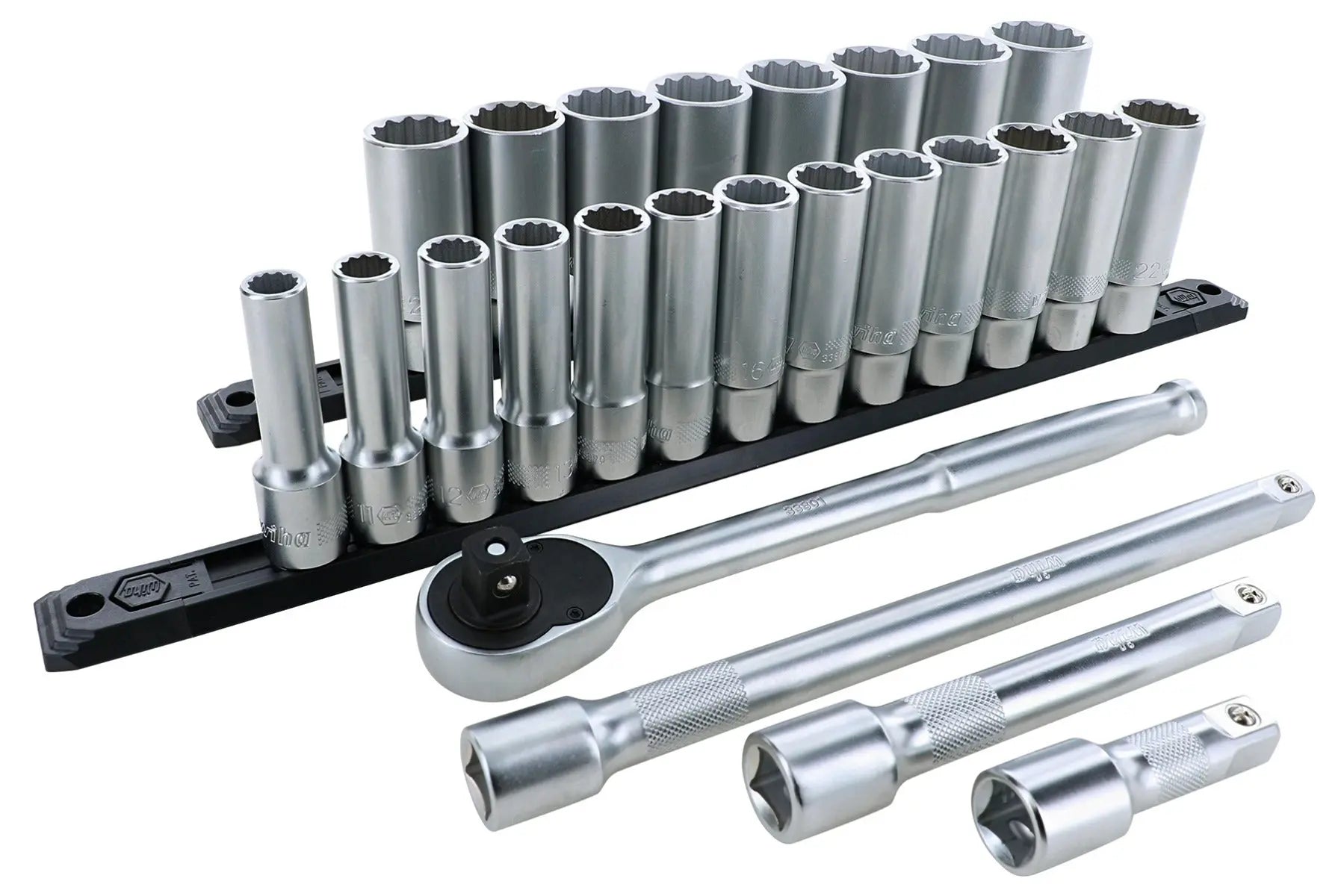 Wiha 33893, 1/2" Dr. 25 Pc. Deep Metric Socket Set Wiha