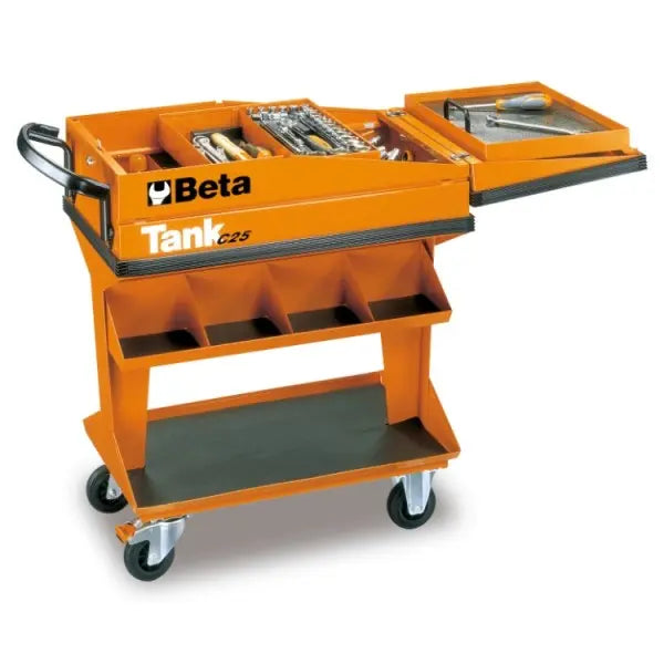 Beta Tools (Article# C25) Rolling Tool Cart with Fold-Away Lid - BT 25000001 Beta Tools