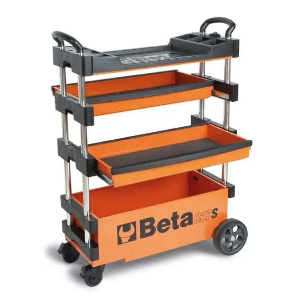 Beta Tools (Article# C27S-O) Collapsible Rolling Tool Cart - Orange - BT 27000201 Beta Tools