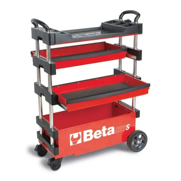 Beta Tools (Article# C27S-R) Collapsible Rolling Tool Cart - Red - BT 27000203 Beta Tools