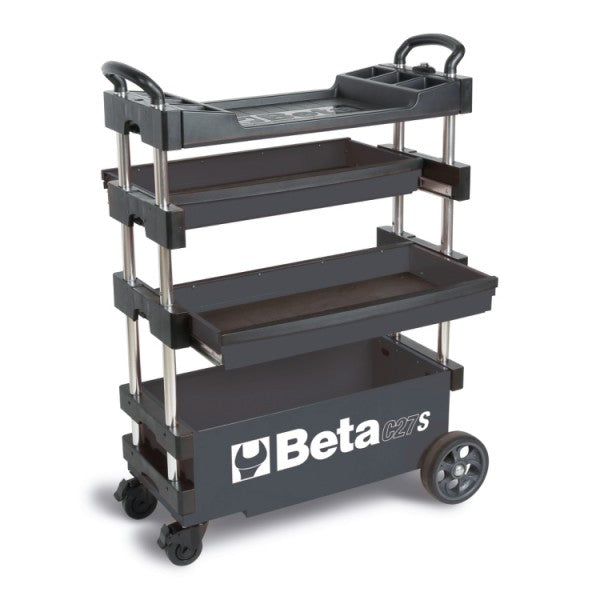 Beta Tools (Article# C27S-G) Collapsible Rolling Tool Cart - Gray - BT 27000202