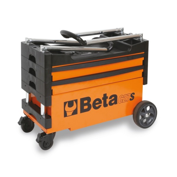 Beta Tools (Article# C27S-G) Collapsible Rolling Tool Cart - Gray - BT 27000202
