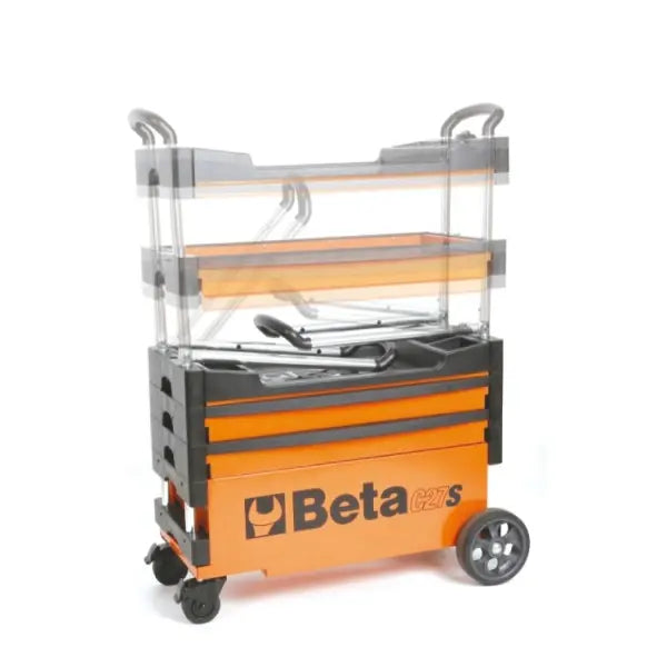 Beta Tools (Article# C27S-O) Collapsible Rolling Tool Cart - Orange - BT 27000201 Beta Tools