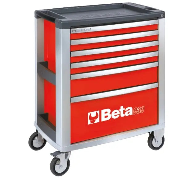 Beta Tools (Article# C39-6/R) Mobile Roller Cabinet with 6 Drawers - Red - BT 39000033 Beta Tools