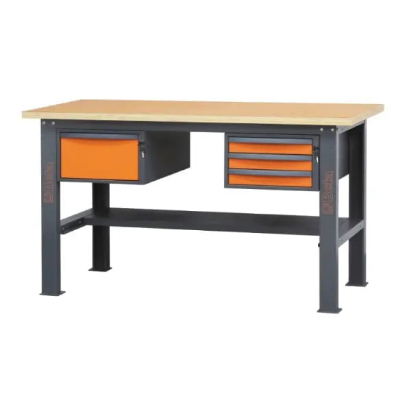 Beta Tools (Article# C58BC-W1,6 4C) 4-Drawers Workbench with Wood Worktop, 1.6 m Long - BT 058000612 
