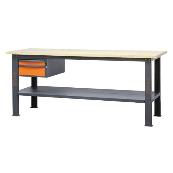 Beta Tools (Article# C58BC-W2,1 2C) 2-Drawers Workbench with Wood Worktop, 2.1 m Long - BT 058000631 