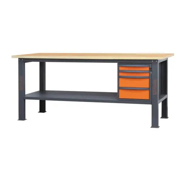 Beta Tools (Article# C58BC-W2,1 4C) 4-Drawers Workbench with Wood Worktop, 2.1 m Long - BT 058000632 