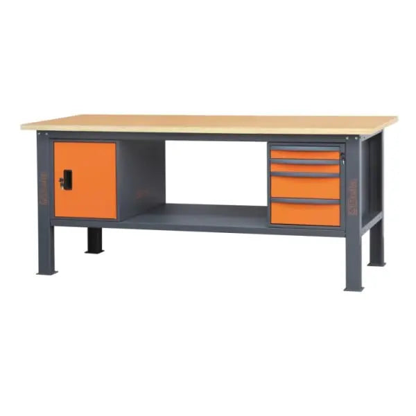 Beta Tools (Article# C58BC-W2,1 4CA) 4-Drawers Door Module Workbench with Wood Worktop, 2.1 m Long - BT 058000633 