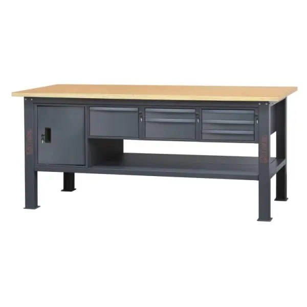 Beta Tools (Article# C58BC-W2,1 6CA) 6-Drawers Door Module Workbench with Wood Worktop, 2.1 m Long - BT 058000634 