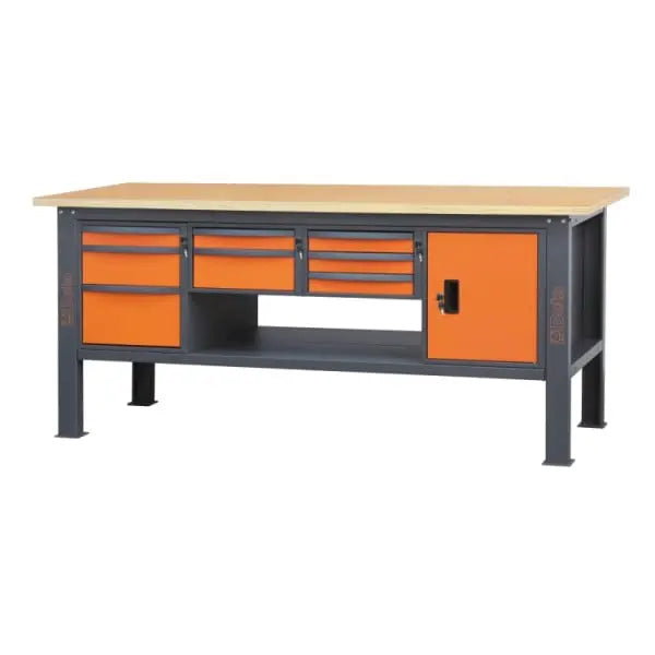 Beta Tools (Article# C58BC-W2,1 8CA) 8-Drawers Door Module Workbench with Wood Worktop, 2.1 m Long - BT 058000635 