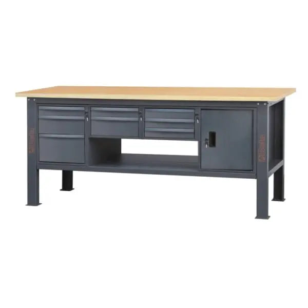Beta Tools (Article# C58BC-W2,1 8CA) 8-Drawers Door Module Workbench with Wood Worktop, 2.1 m Long - BT 058000635 