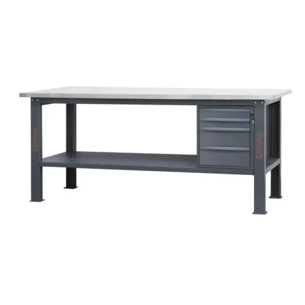 Beta Tools (Article# C58BC-X2,1 4C) 4-Drawers Stainless Steel Coated MDF Workbench with Worktop, 2.1 m Long - BT 058000623 
