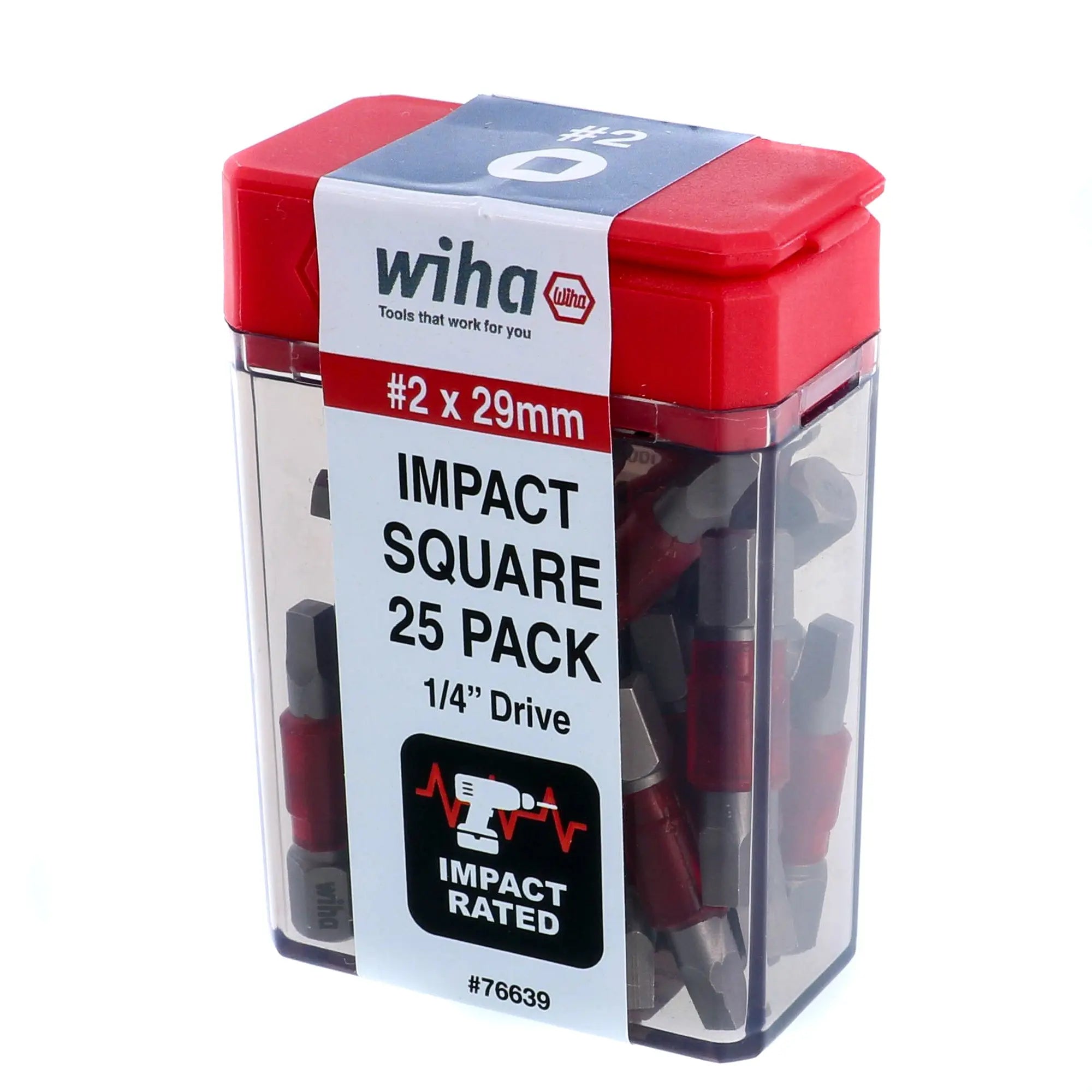 Wiha 76639, Impact Insert Bit Square #2 - 25 Pc. Wiha