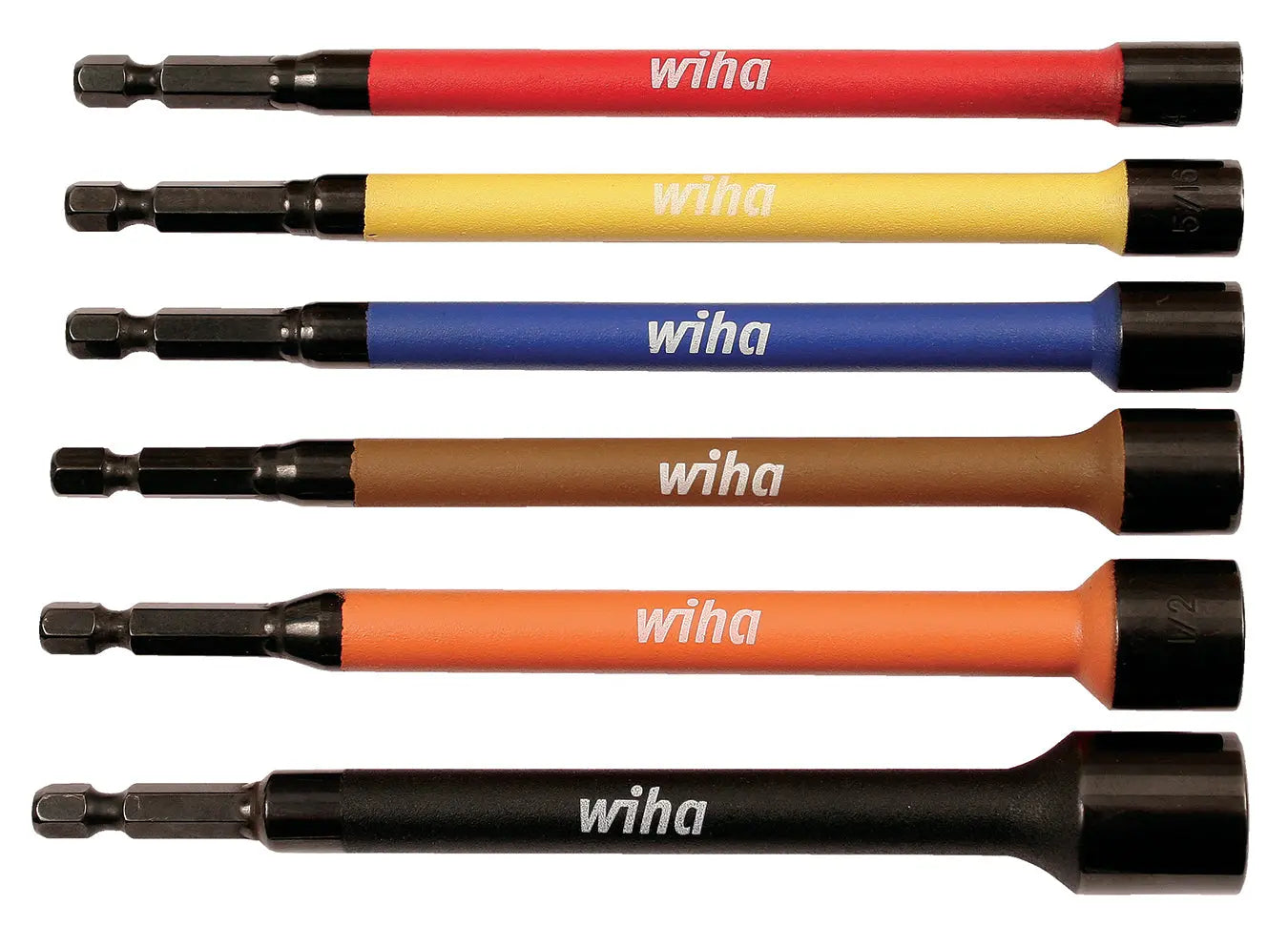 Wiha 70486, Color Coded Magnetic SAE Nut Setters 6 Pc. Wiha