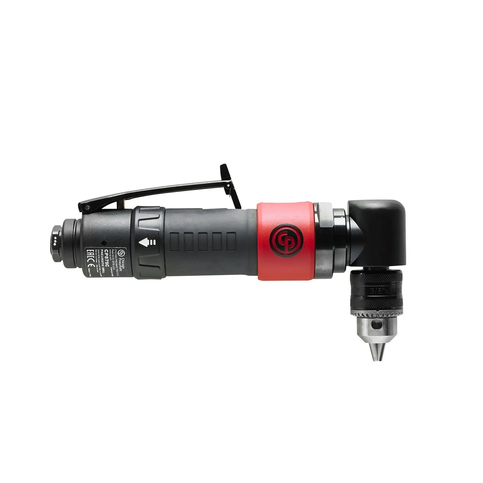 Chicago Pneumatic CP879C - 3/8 Inch (10 mm) Air Drill, Keyed Chuck, Angle Handle, 0.35 HP / 260 W, Stall Torque 3.2 ft. lbf / 4.4 Nm - 2000 RPM 8941008790 Chicago Pneumatic