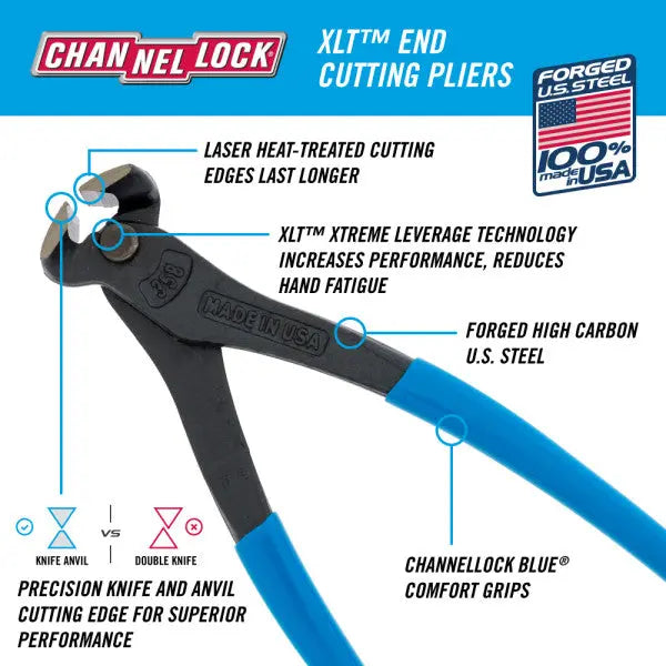 Channellock XLT End Cutting Plier, 8.25 in - CL 358 Channellock