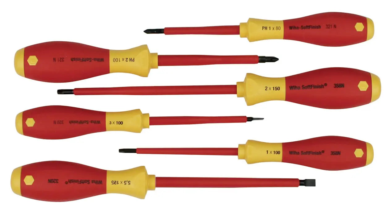 Wiha 35891, Insulated Slt/Ph/Sq Screwdriver 6 Pc Set Wiha