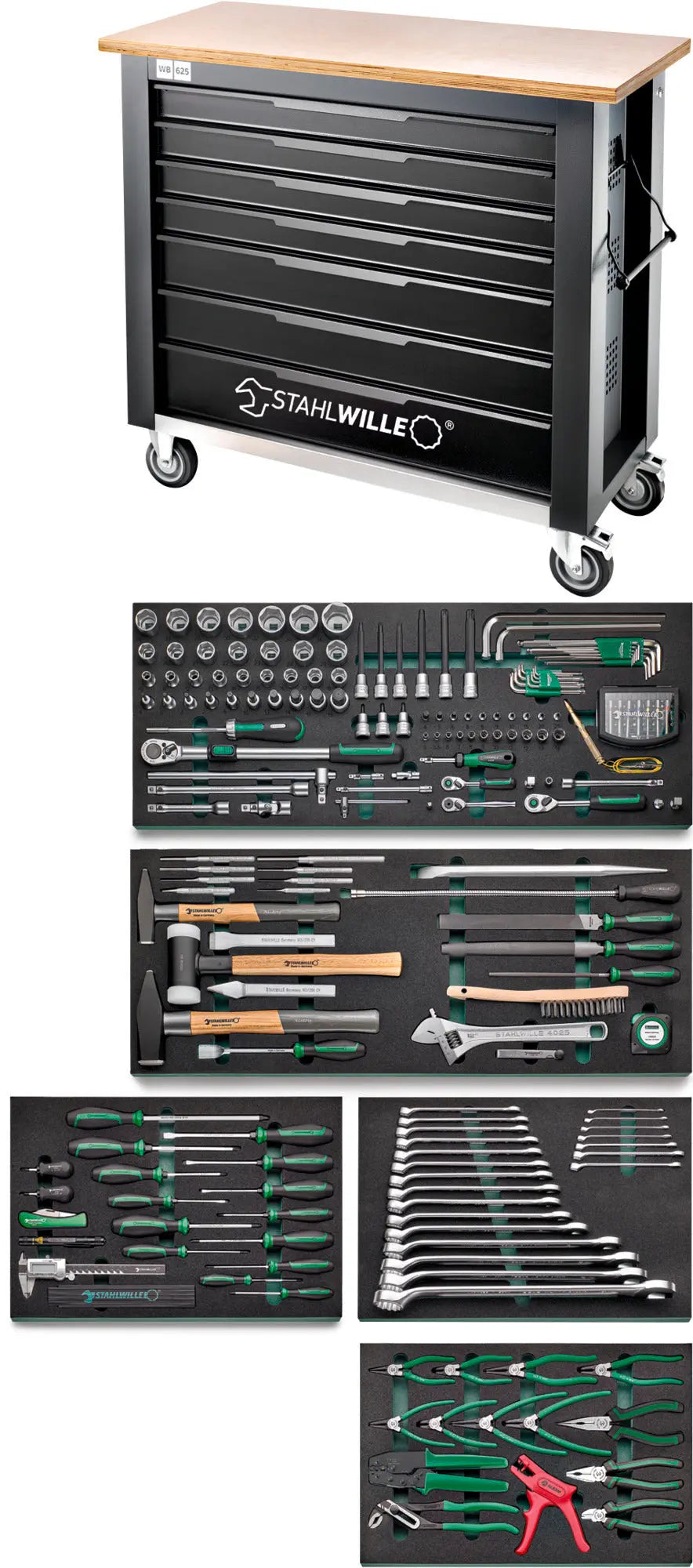 Stahlwille 7-Drawer Workbench and 238 Assortment Tool Kit with TCS Insert - ST 98830205 Stahlwille
