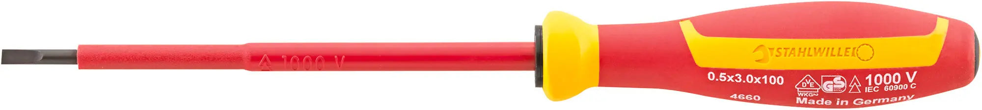 Stahlwille Drall+ VDE Electrician's Slotted Screwdriver, Size 1 - ST 46603025 Stahlwille