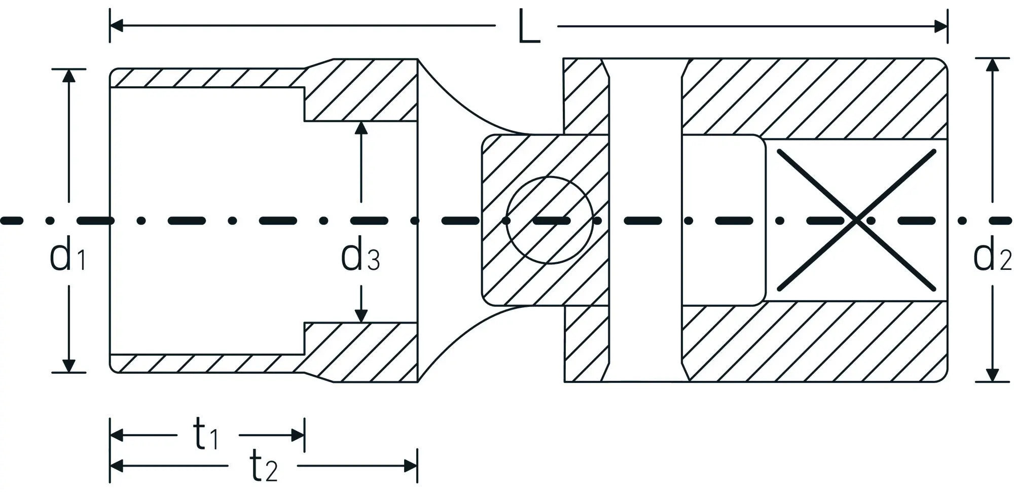Stahlwille 1/4 in Spline Drive Uniflex Socket, SP10 - ST 01542020 Stahlwille