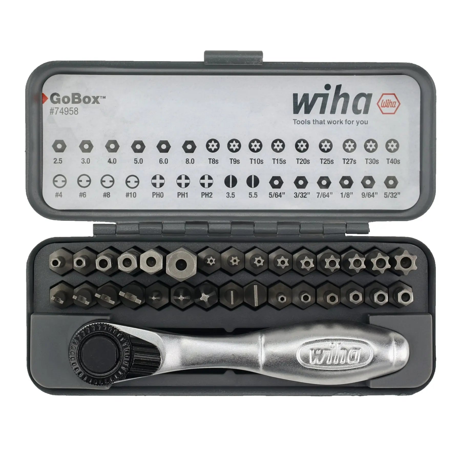 Wiha Set of 32 GoBox Security Bit with Mini Ratchet - WI 74958 Wiha