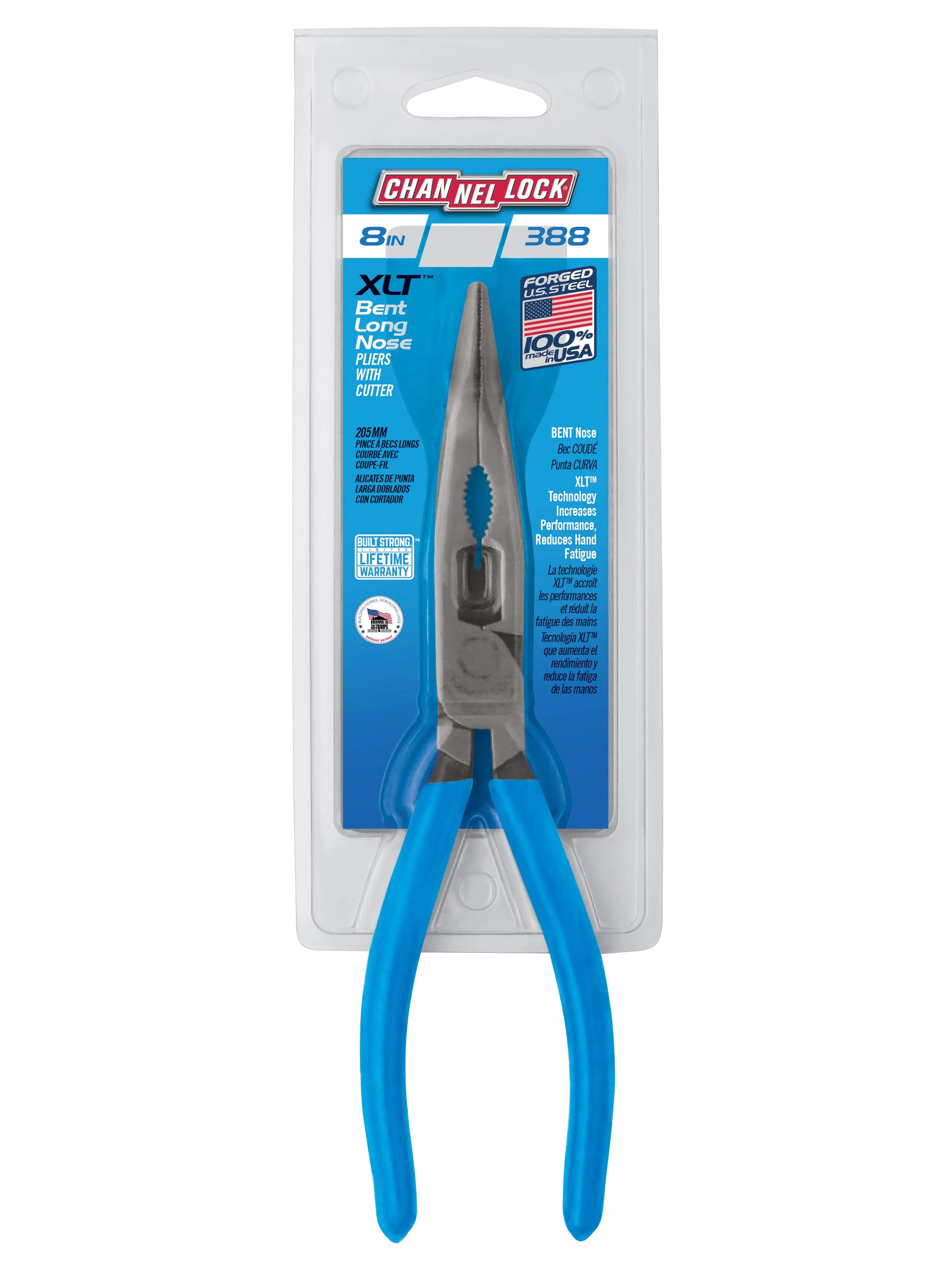 Channellock XLT Combination Bent Long Nose Plier with Cutter, 8 in - CL 388 Channellock