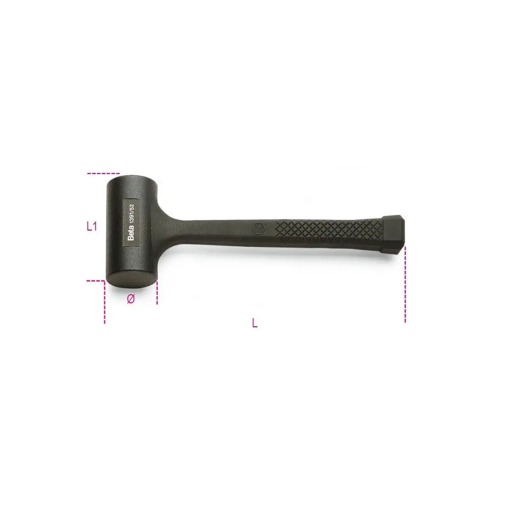 Beta Tools (Article# 1391 65) 28 oz Dead-Blow Hammer with Interchangeable Plastic Faces and Steel Shaft - BT 13910165 Beta Tools