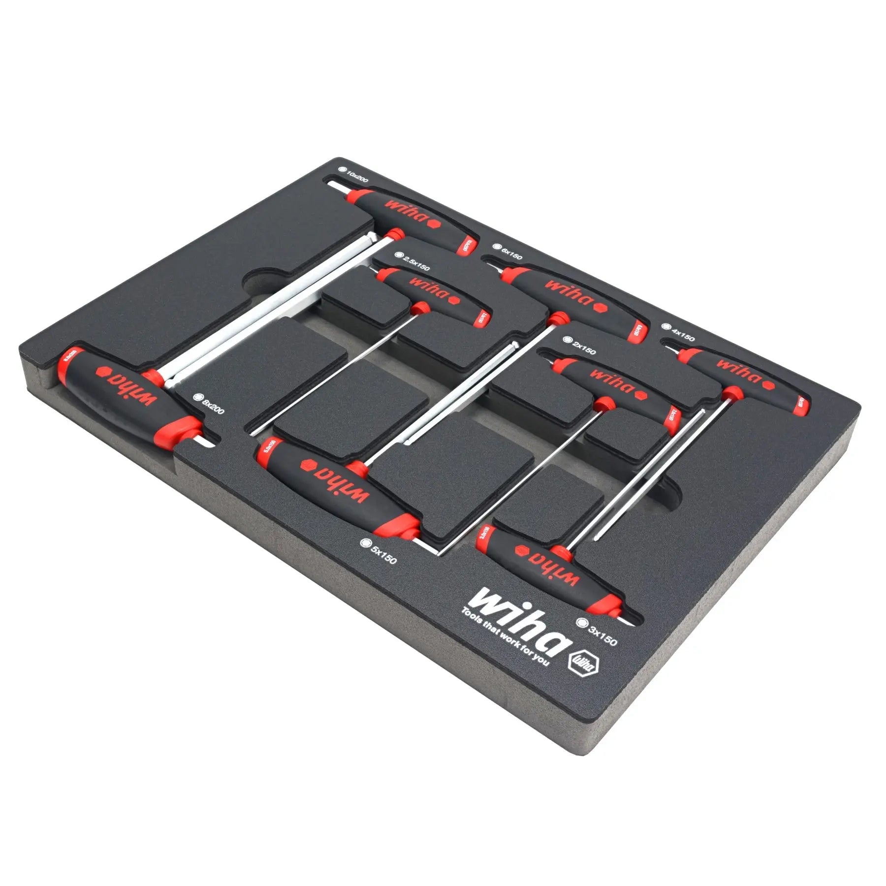 Wiha Set of 8 SoftGrip Metric Dual Hexagon Drive T-Handles with Tray - WI 54079 Wiha