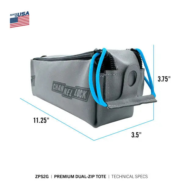 Channellock Grey Fused Cordura Premium Dual Zip Pouch with Laserlock Fabric - CL ZPS2G Zip Pouch Channellock