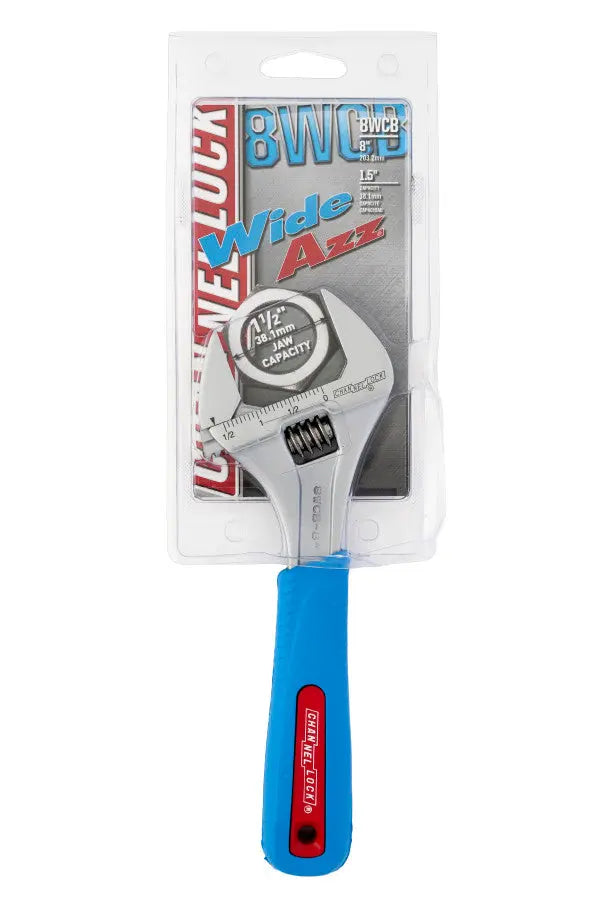 Channellock Code Blue WideAzz Chrome Adjustable Wrench, 8 in - CL 8WCB Channellock