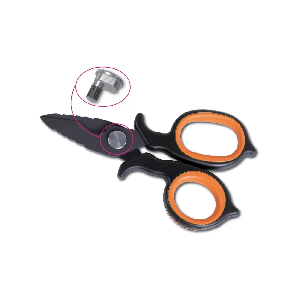 Beta Tools (Article# 1128BAX) Double-Acting Electrician's Scissor with Milling Profile in DLC-Coated Stainless Steel, 150mm - BT 11280088 Beta Tools