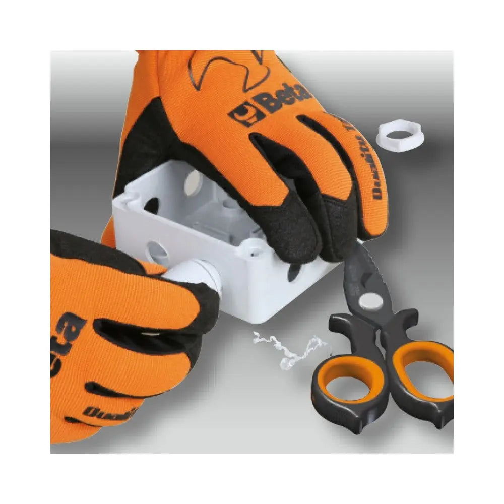 Beta Tools (Article# 1128BAX) Double-Acting Electrician's Scissor with Milling Profile in DLC-Coated Stainless Steel, 150mm - BT 11280088 Beta Tools