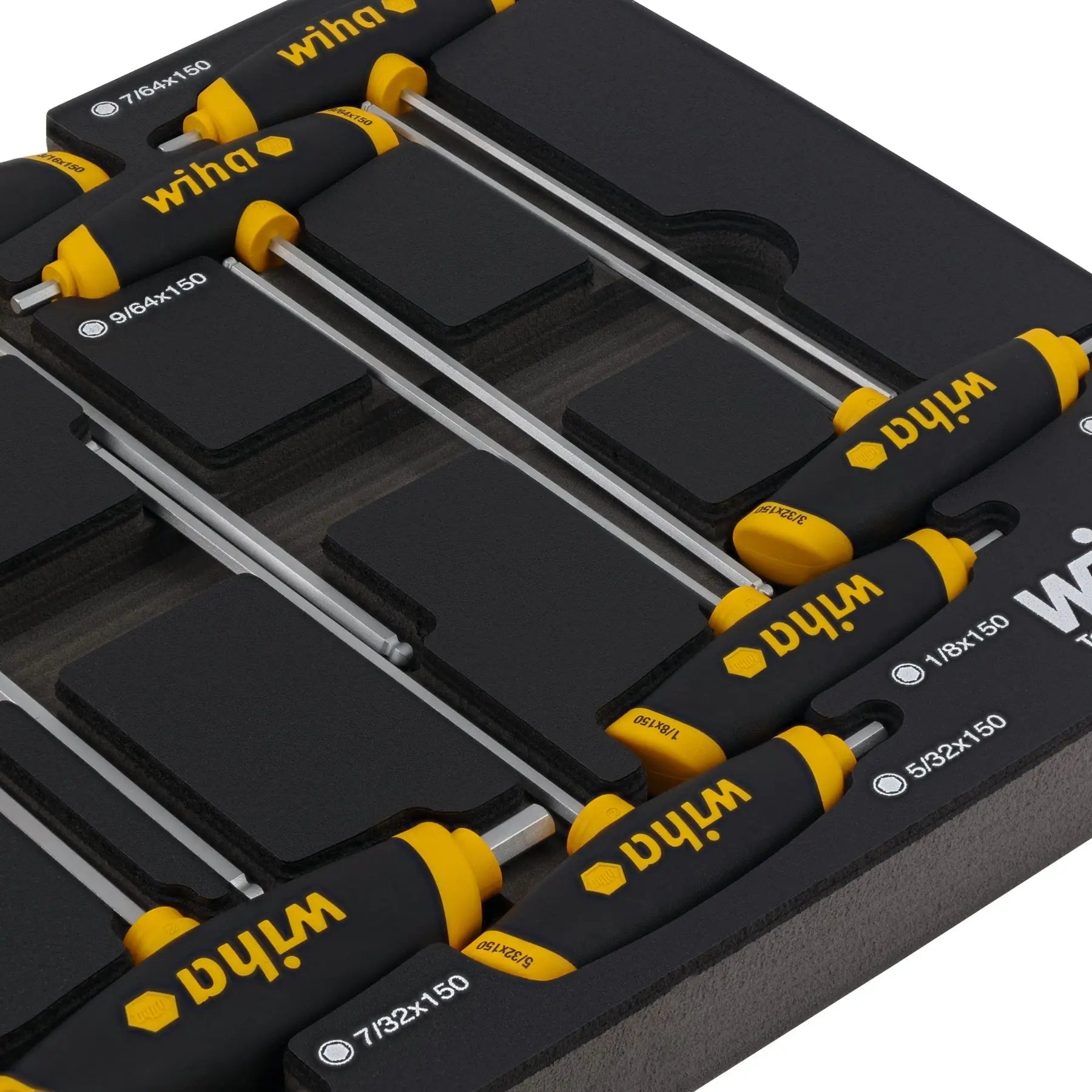 Wiha Set of 10 SoftGrip SAE Dual Hexagon Drive T-Handles with Tray - WI 54081 Wiha