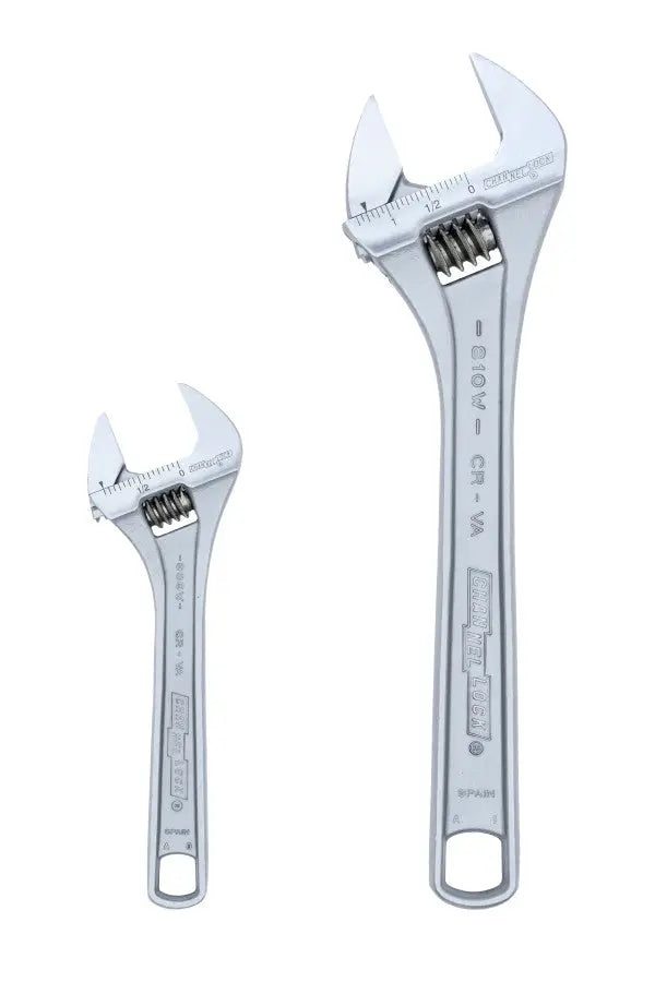 Channellock Set of 2 Chrome Adjustable Wrenches, 6, 10 in - CL WS-2 Adjustable Wrench Set Channellock