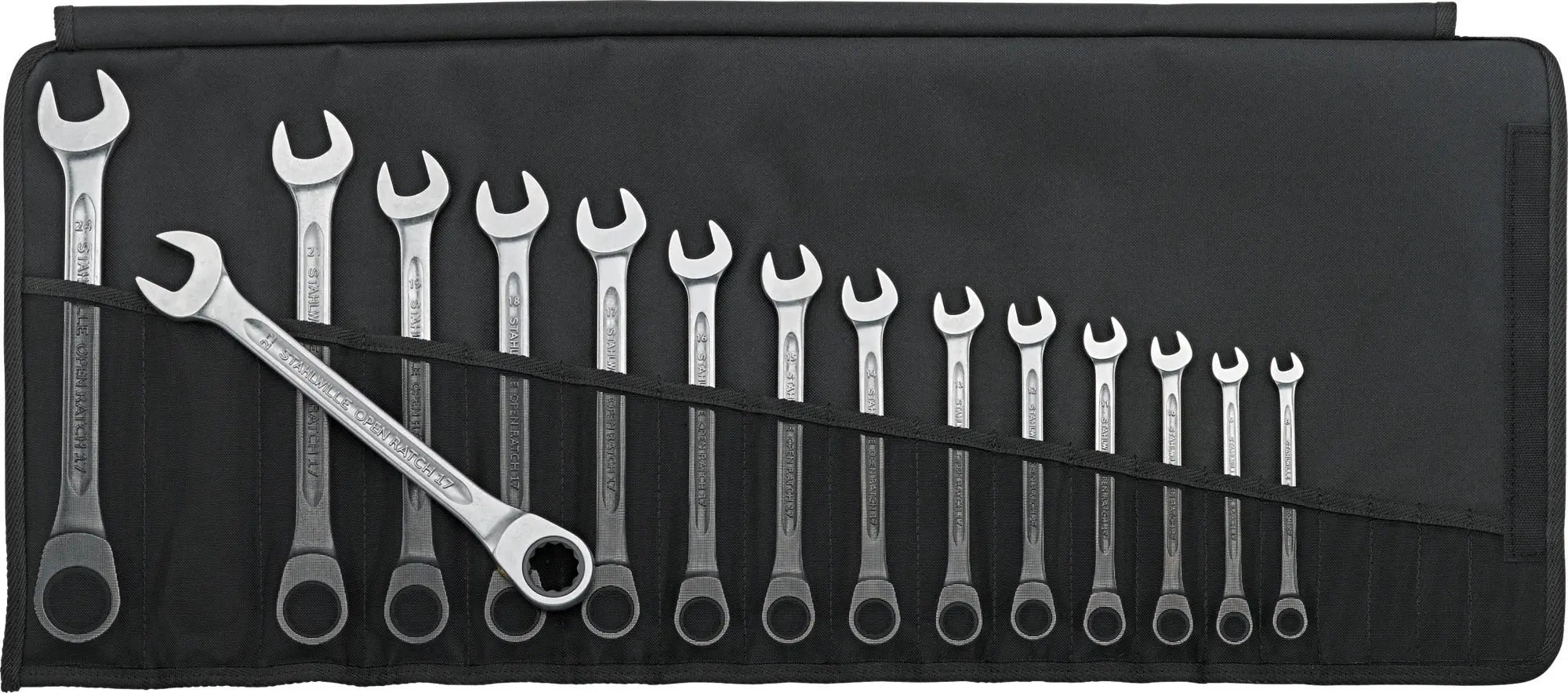 Stahlwille Set of 15 Bi-Hexagon Combination Ratchet Wrench, 8 - 24mm - ST 96401715 Stahlwille