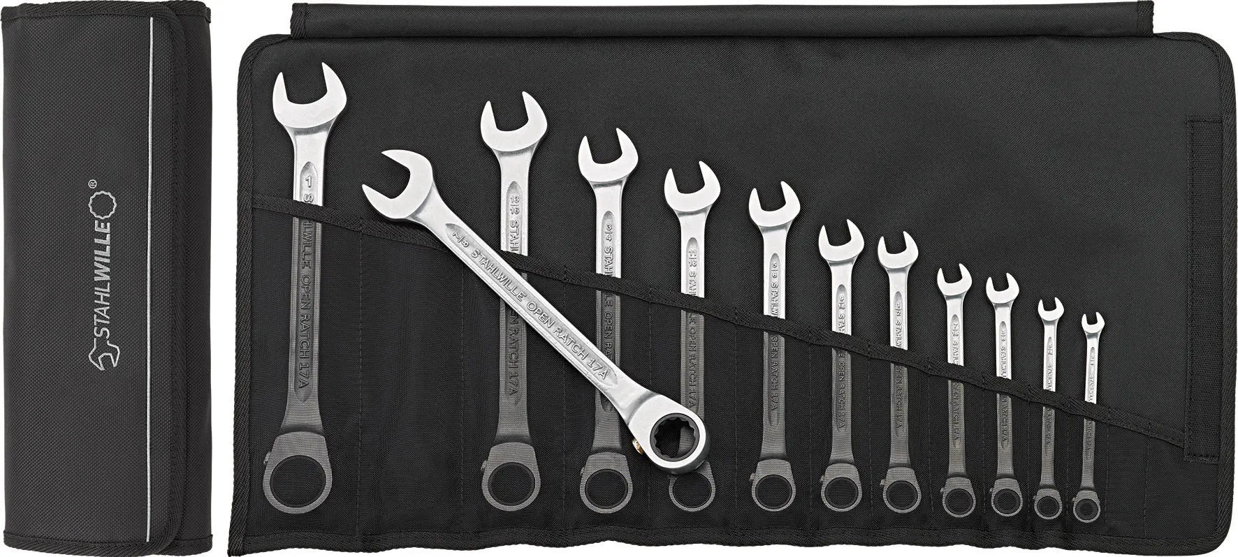 Stahlwille Set of 12 Combination Ratchet Spanner Wrench, 1/4 - 1 in - ST 96411713 Stahlwille