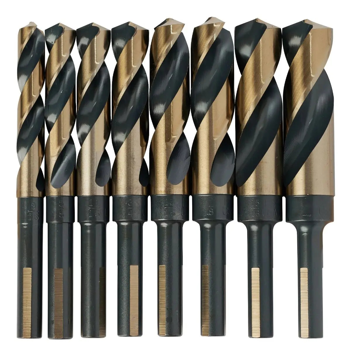 KnKut Set of 8 1/2 in Fractional Reduced Shank Silver and Deming Drill Bit, 9/16 in - 1 in - 8KK12 KnKut