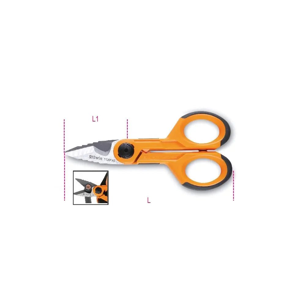 Beta Tools (Article# 1128FXS) Electrician's Scissor with Graduated Milling Profiles, 145mm - BT 11280095 Beta Tools