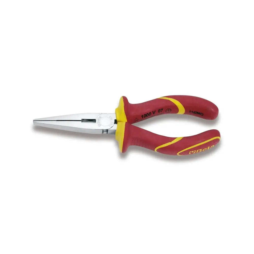 Beta Tools (Article# 1162MQ 200) Insulated Extra-Long Flat Nose Plier, Bright Chrome-Plated, 1000V - BT 11620100 Beta Tools