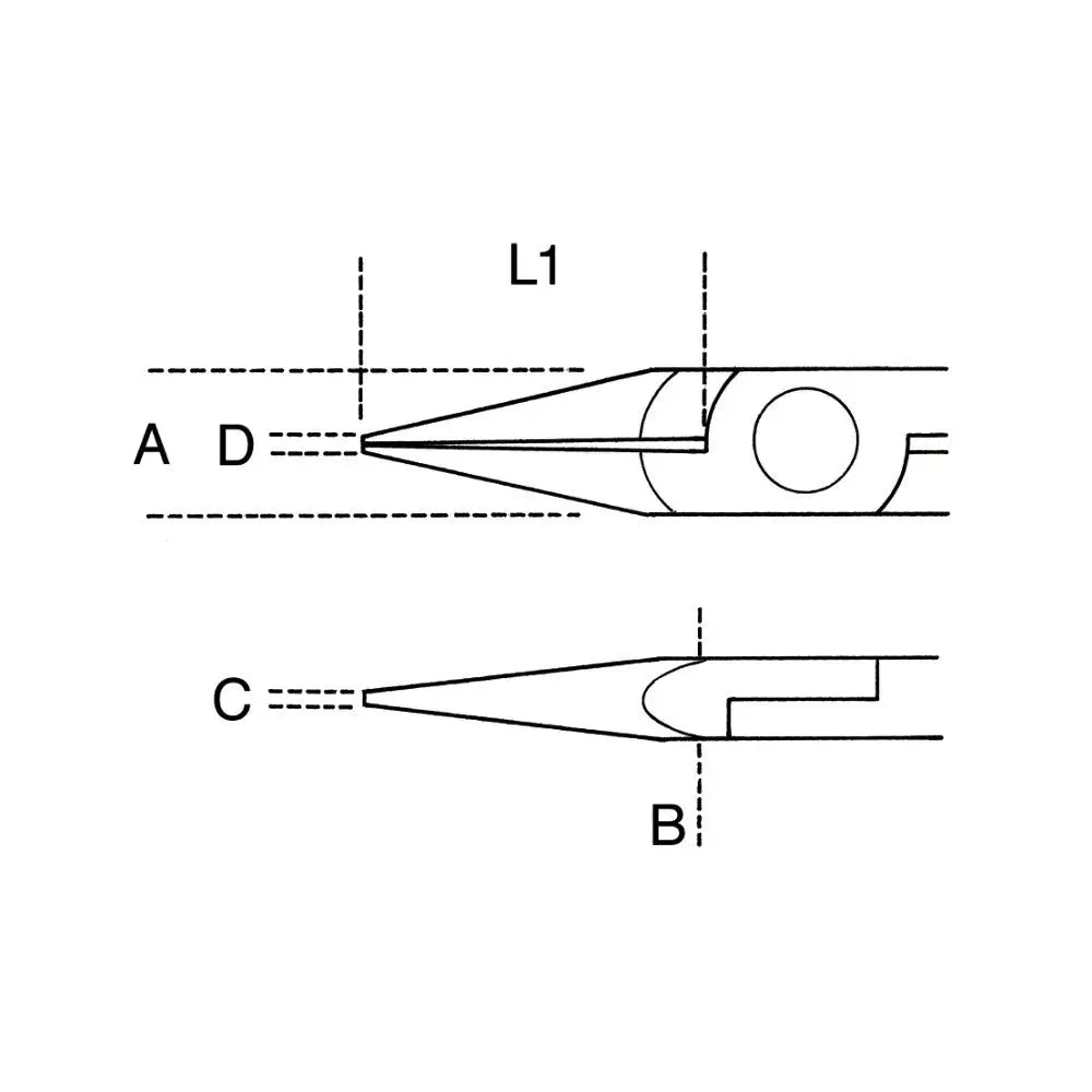 Beta Tools (Article# 1175BM) Smooth Half-Round Short Nose Plier, OAL 140mm - BT 11750101 Beta Tools