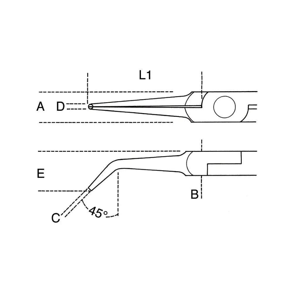 Beta Tools (Article# 1178BM/P) Smooth Half-Round Long Bent Needle Nose Plier, OAL 140mm - BT 11780102 Beta Tools